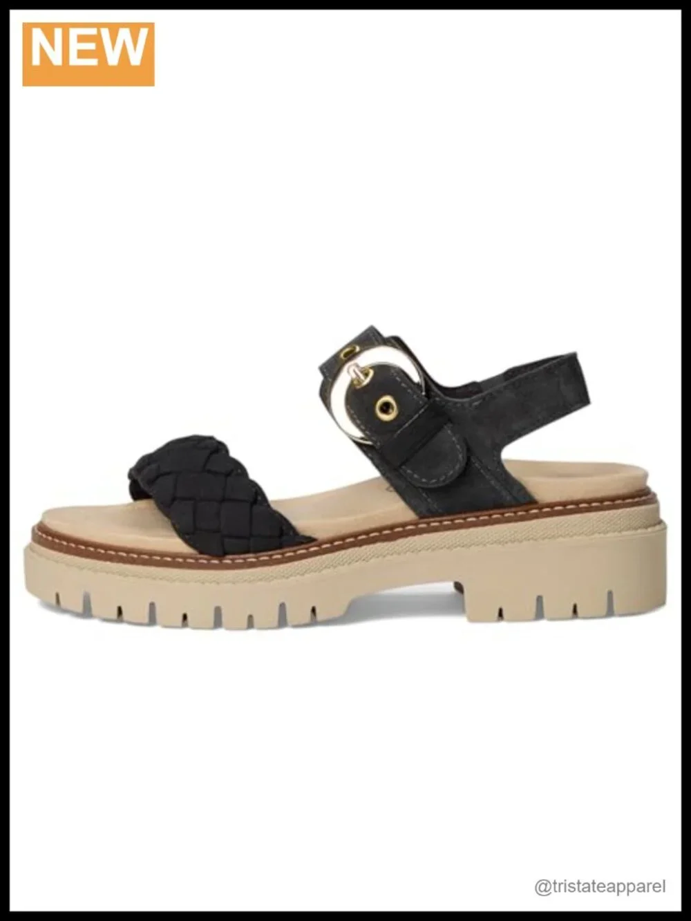 Suede Backstrap Sandal Braided Buckle Block Heel Open Toe Platform